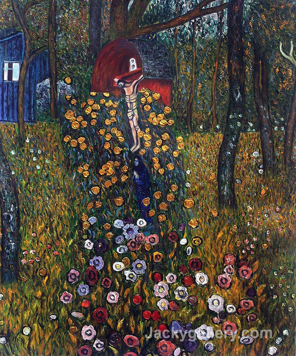 Cottage Garden with Crucifix (Luxury Line) by Gustav Klimt paintings reproduction